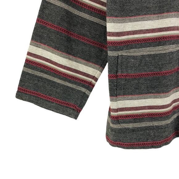 Chicos Design Womens Size 3 US 16 Jacket Cotton Canvas Striped Gray Red - Picture 4 of 16